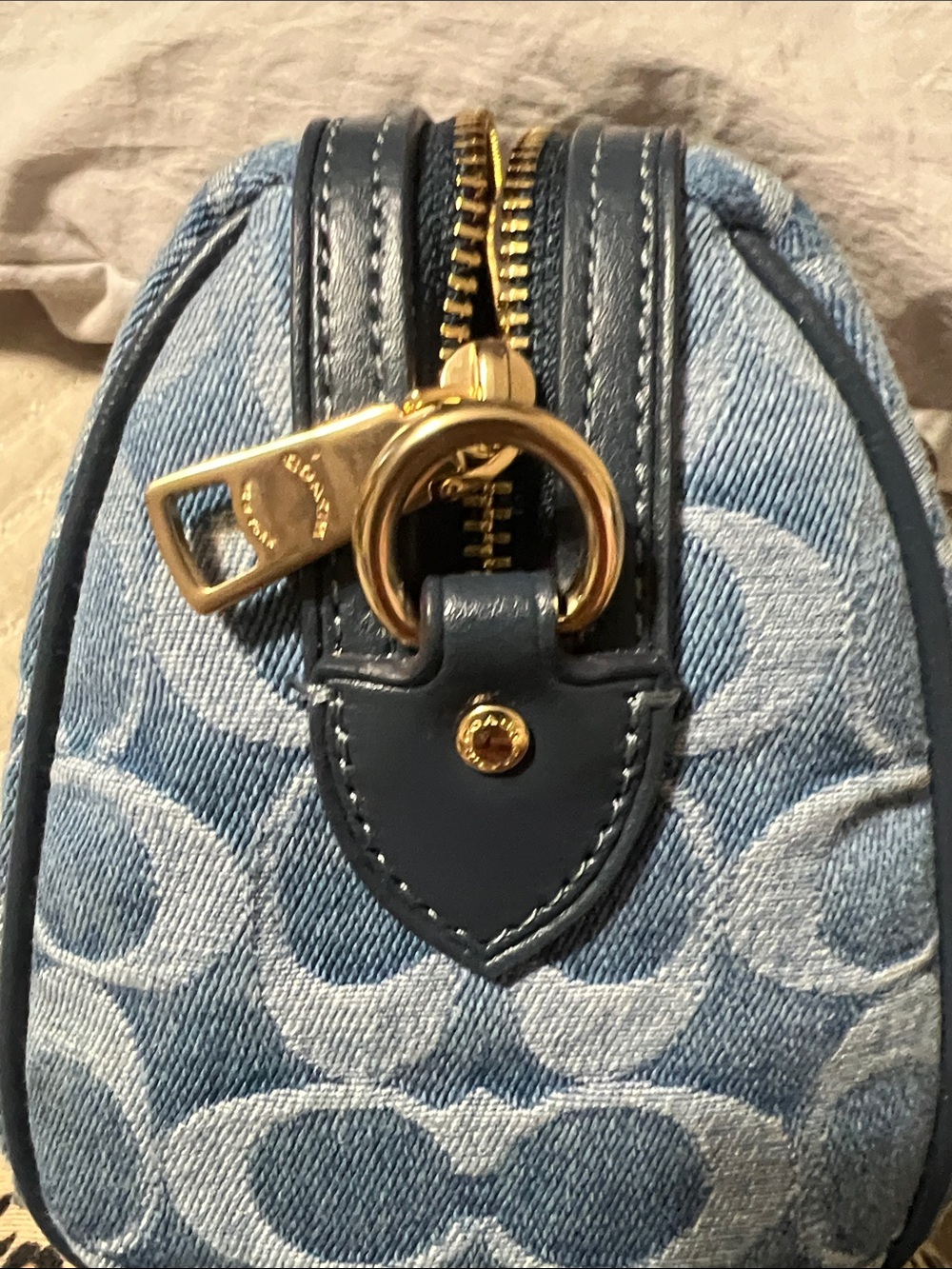 Coach Denim Mini Satchel in Blue with Tan Leather Handles - Picture 7 of 7